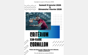 Critérium JC Cornillon à Elancourt les 31 janvier et 1er février