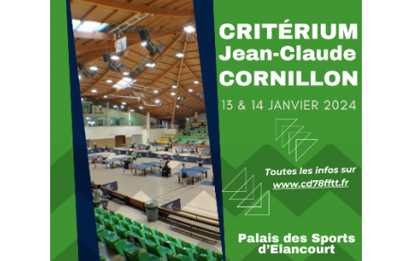 Critérium JC Cornillon les 13 et 14 janvier à Elancourt