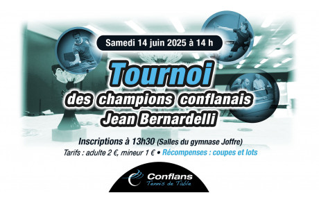 Tournoi des champions conflanais Jean Bernardelli samedi 14 juin au gymnase Joffre
