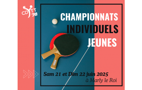 Championnats individuels jeunes à Marly-le-Roi les 21 et 22 juin