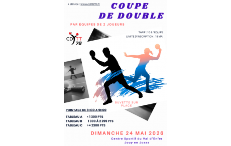 Coupe de doubles des Yvelines dimanche 24 mai à Jouy-en-Josas